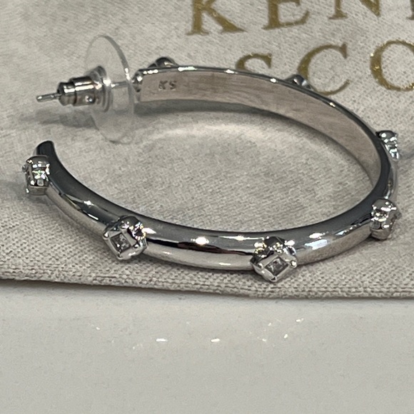 Kendra Scott Silver Hoop Earrings with Stud Accents - Picture 5 of 5
